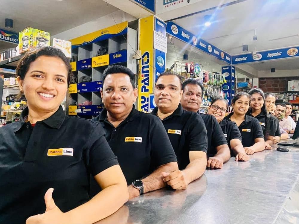 The Rathna Lime team at the hardware counter
